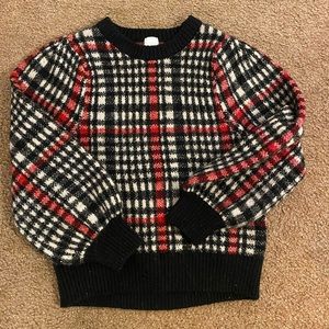 H&M Red Black Checkered Knit Crewneck Sweater Size XS Plaid Y2K Holiday Clueless